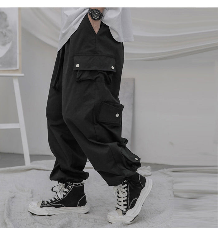 Diablo High Street Overalls Men'S Loose Straight Leggings Black American Casual Sports Pants