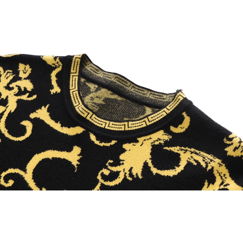 Round Neck Pullover Slim-fit Cashmere Sweater Warm Gold