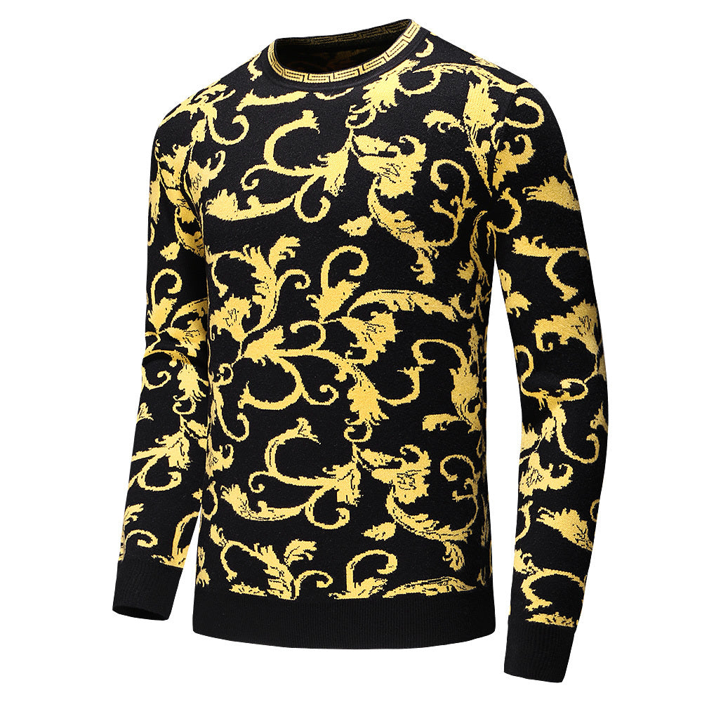 Round Neck Pullover Slim-fit Cashmere Sweater Warm Gold