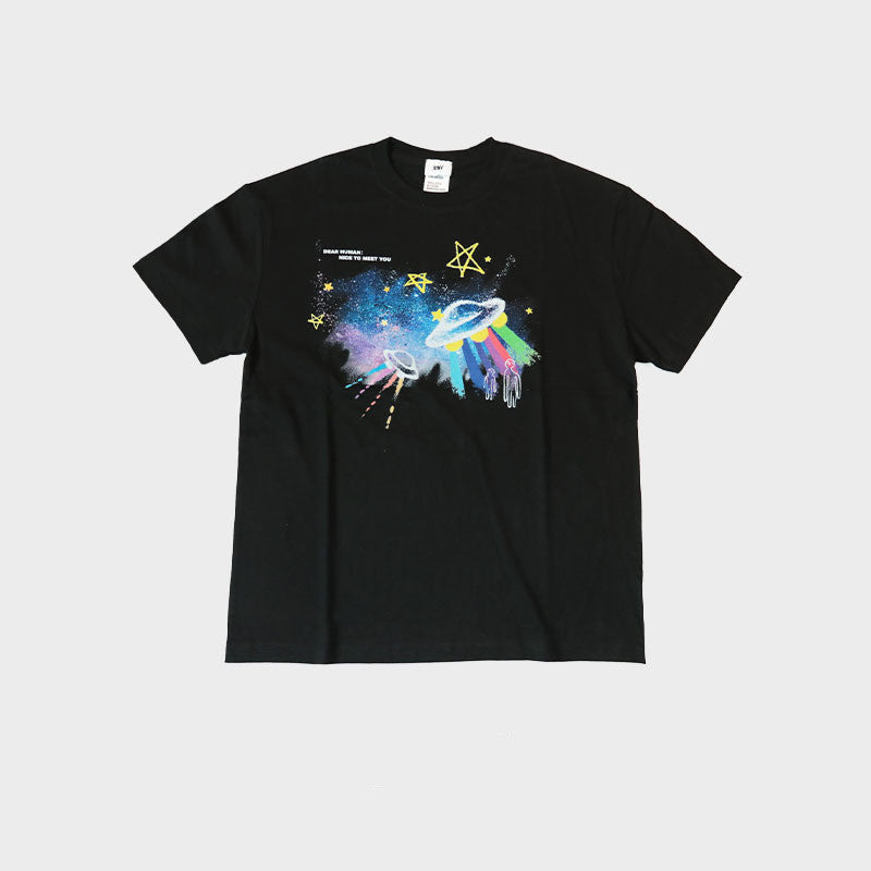 Cotton short sleeve loose t-shirt