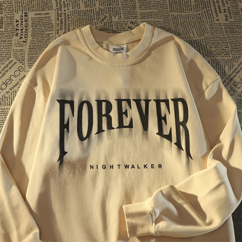 Wash Water Crewneck Hoodie Men's Niche Retro Autumn Couple Top