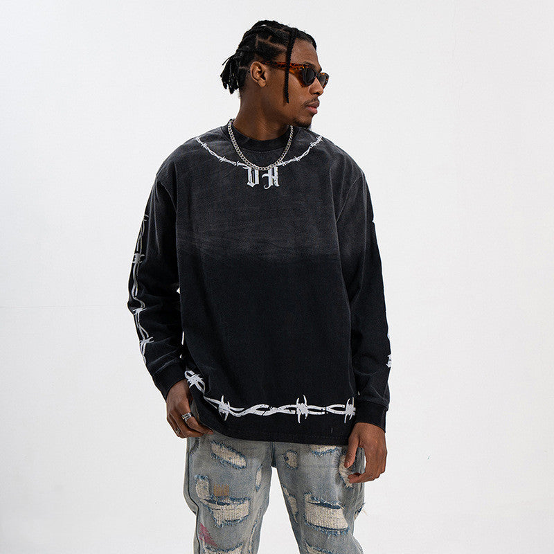 Guochao Brand High Street Retro Hanging Dyed Gradient T-shirt