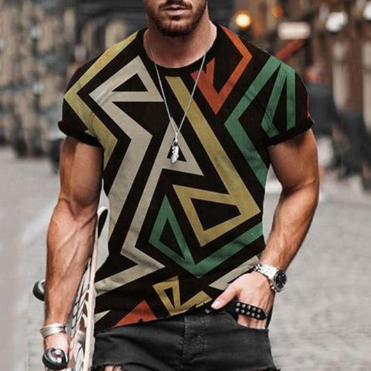 Men's New Fashion Print Simple T-shirt