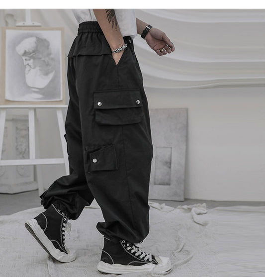 Diablo High Street Overalls Men'S Loose Straight Leggings Black American Casual Sports Pants