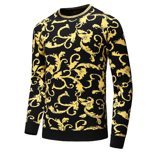 Round Neck Pullover Slim-fit Cashmere Sweater Warm Gold