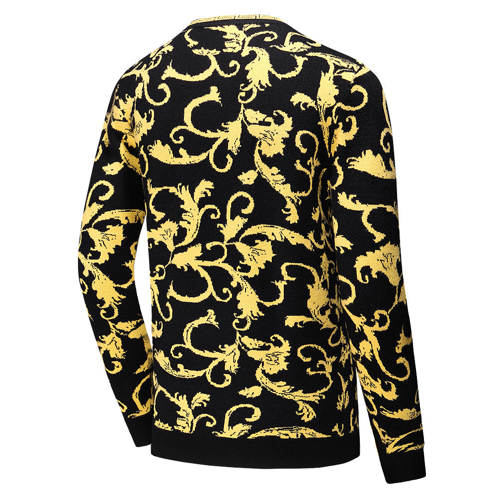 Round Neck Pullover Slim-fit Cashmere Sweater Warm Gold