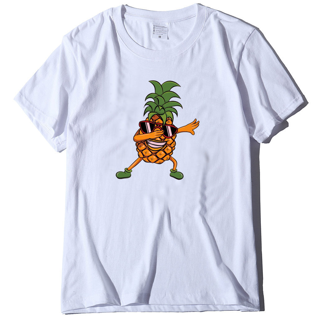 Pineapple Casual Short-Sleeved T-Shirt Men And Women With Round Neck Pullover Short Sleeves