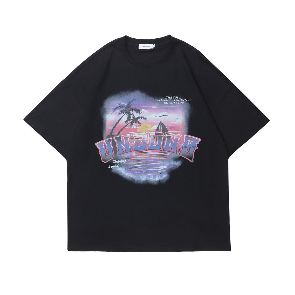 Men's Urban Landscape Print Short Sleeve T-shirt