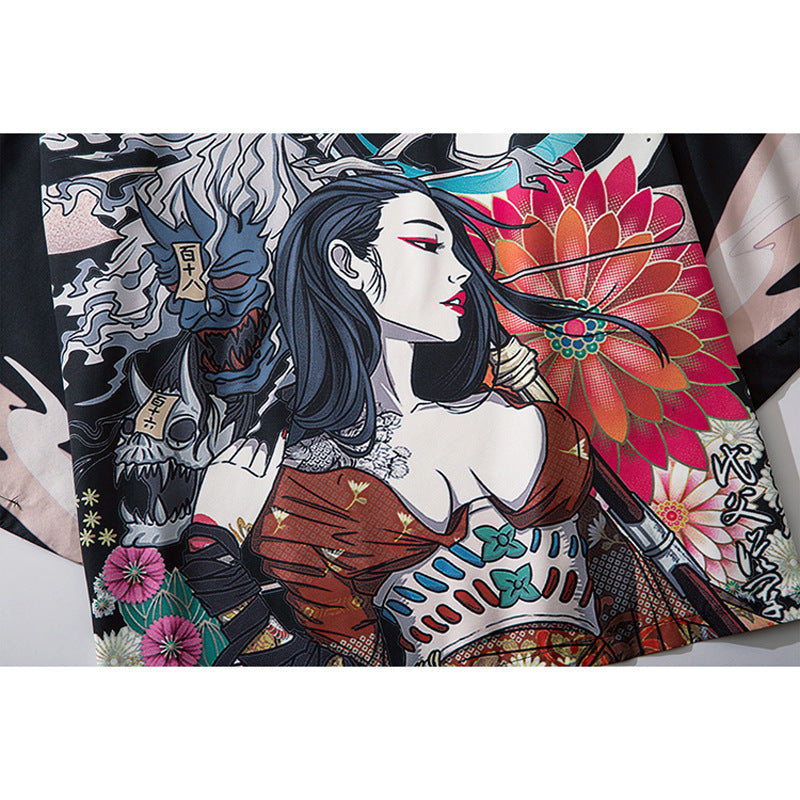 Printed Kimono  Sleeve Shirt