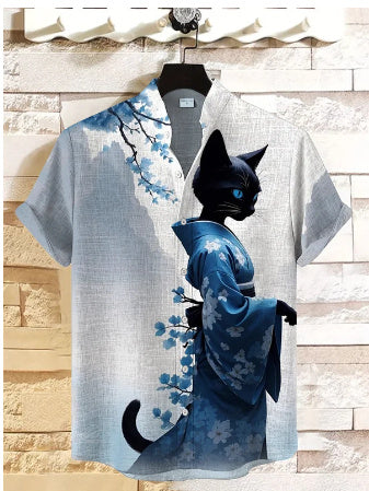 Casual Cardigan Top Digital Printed Shirt