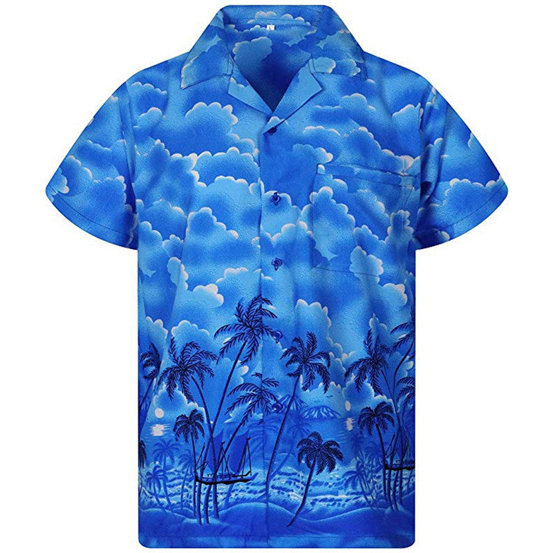 Men's Short Sleeve Shirt T-shirt Loose Top Beach Hawaiian Floral Top Summer