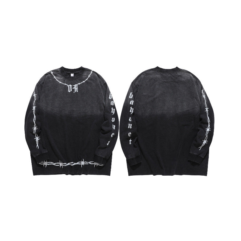 Guochao Brand High Street Retro Hanging Dyed Gradient T-shirt