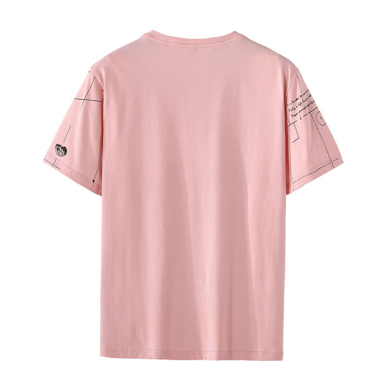 Summer graffiti loose cotton half sleeve
