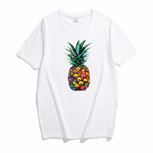 Pineapple Casual Short-Sleeved T-Shirt Men And Women With Round Neck Pullover Short Sleeves