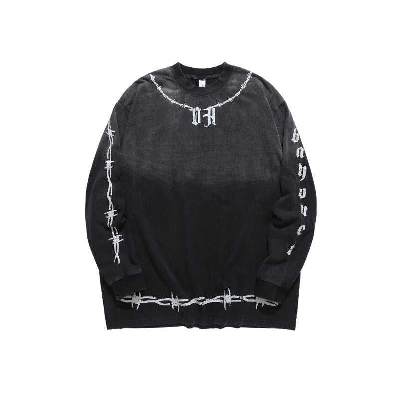 Guochao Brand High Street Retro Hanging Dyed Gradient T-shirt